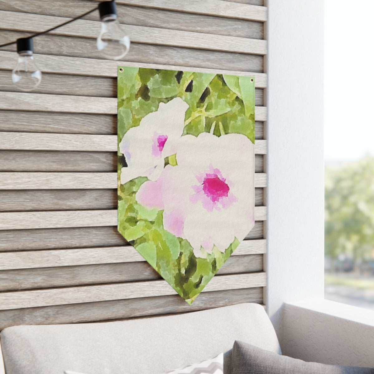 Chic Green Floral Pennant Banner in Watercolor Design