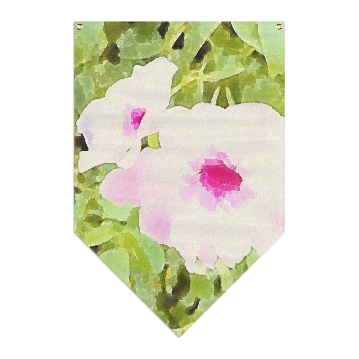 Chic Green Floral Pennant Banner in Watercolor Design