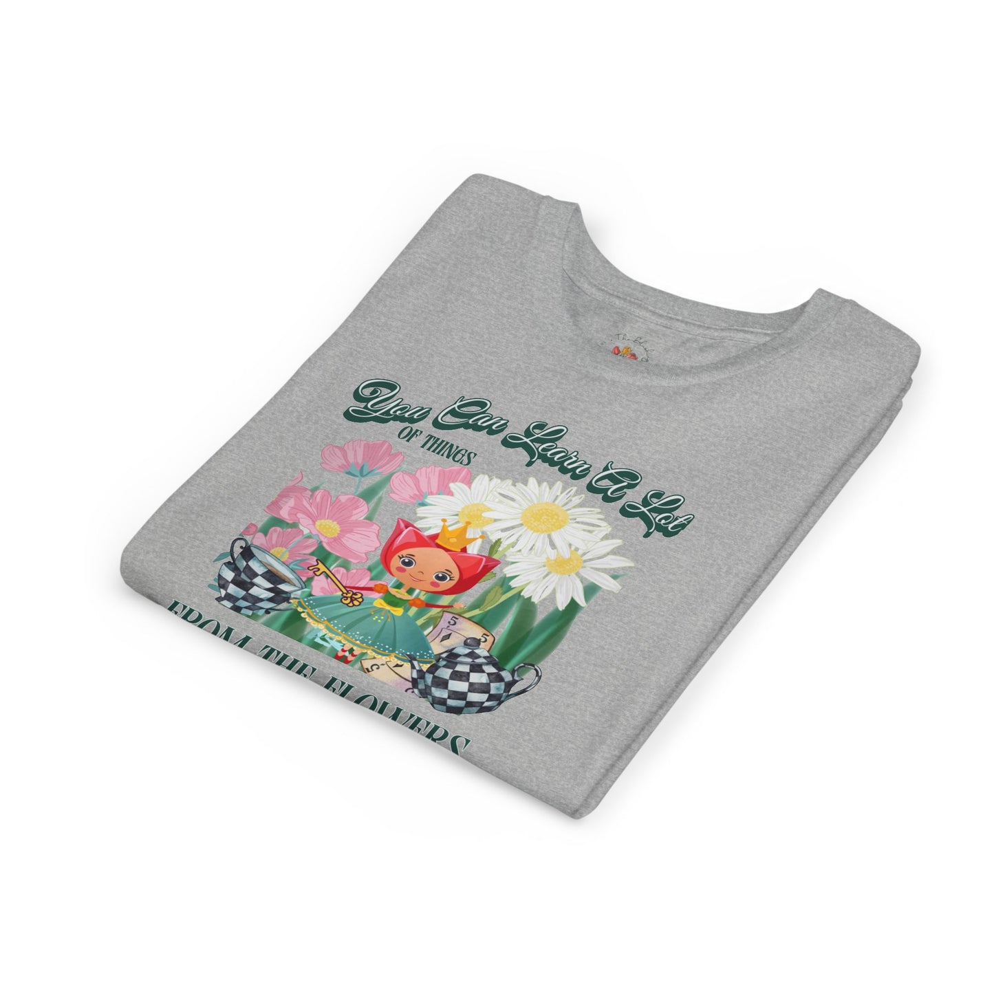 Wonderland Inspired Flower Youth Short Sleeve Tee