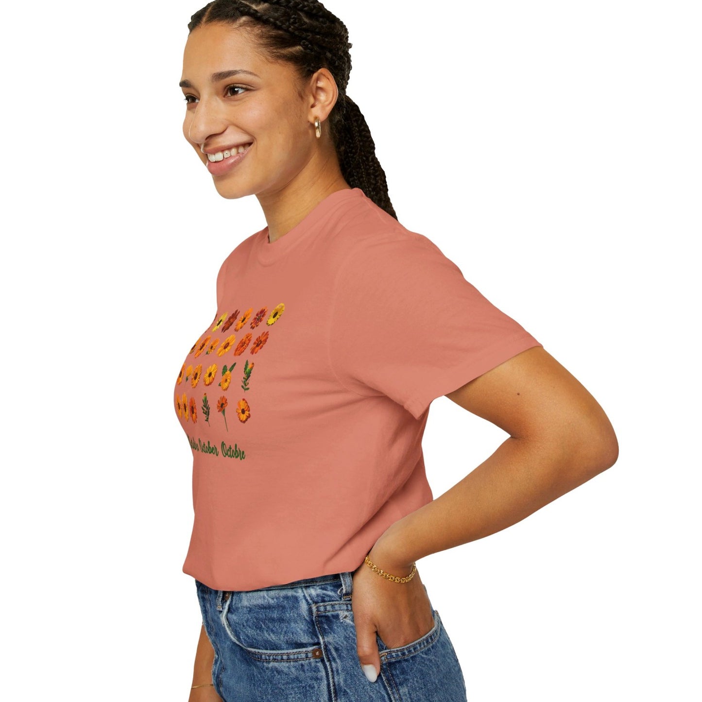 October Inspired Floral T-Shirt Featuring Marigolds