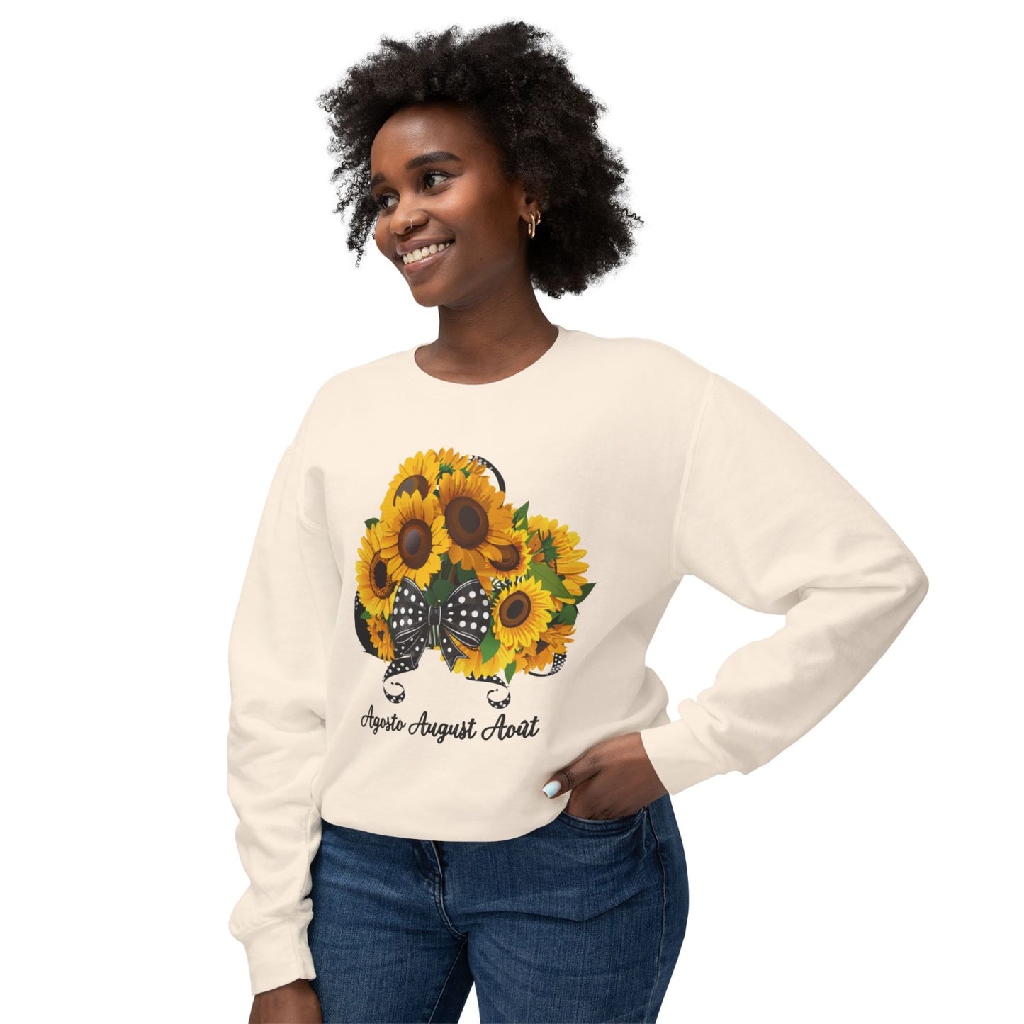 August Inspired Floral Sweatshirt Featuring Sunflowers Bouquet