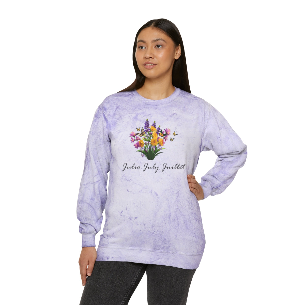 Comfy Cozy Floral Sweatshirt July Birthday Flower Larkspur