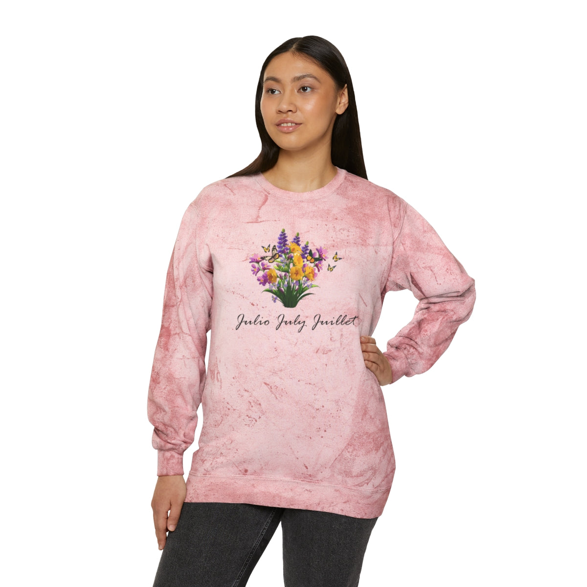 Comfy Cozy Floral Sweatshirt July Birthday Flower Larkspur
