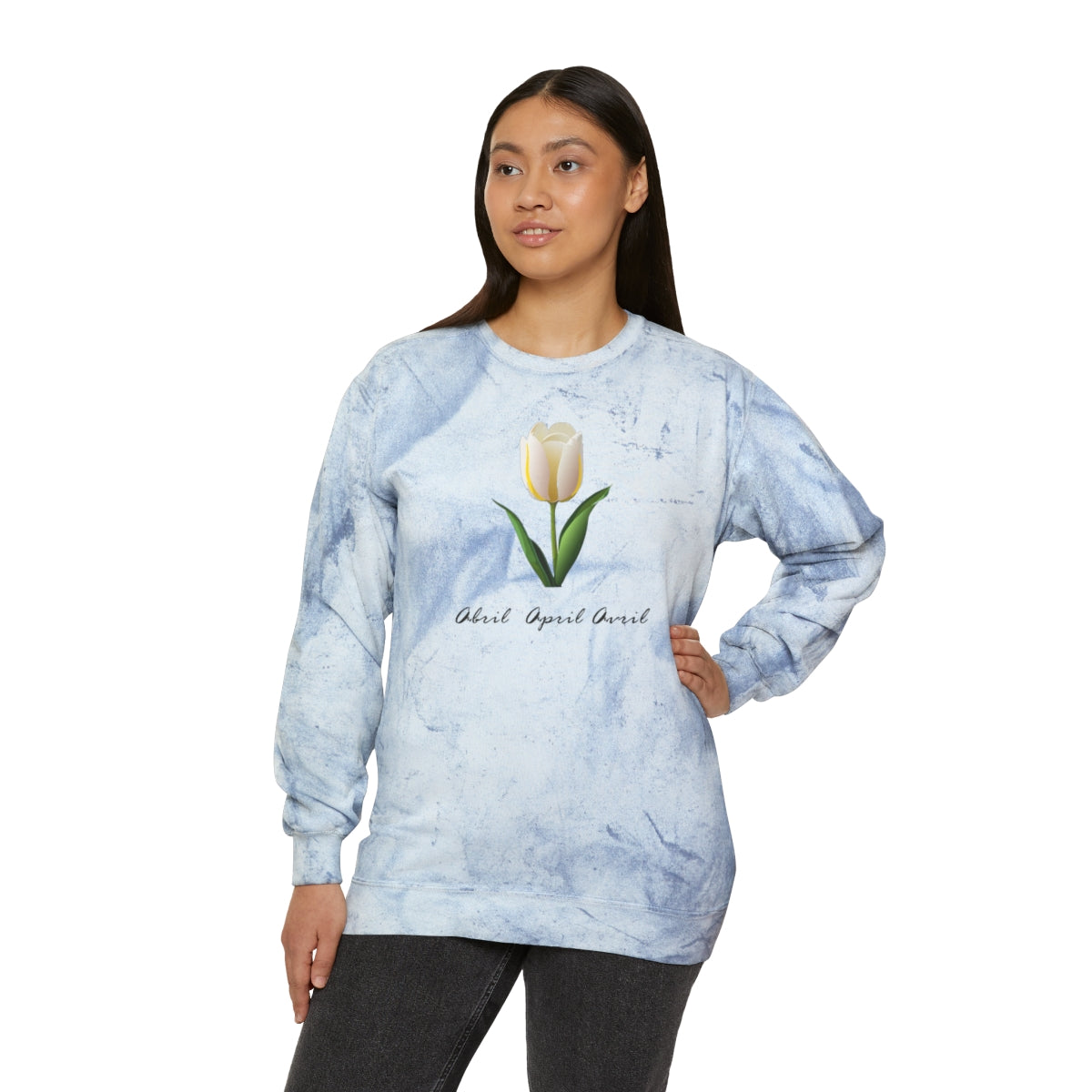 Comfy Cozy Spring Floral Sweatshirt White Tulip