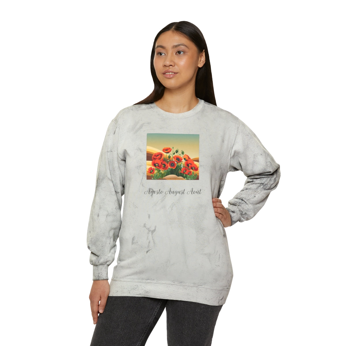 Comfy Cozy Floral Sweatshirt August Birthday Flower Poppy