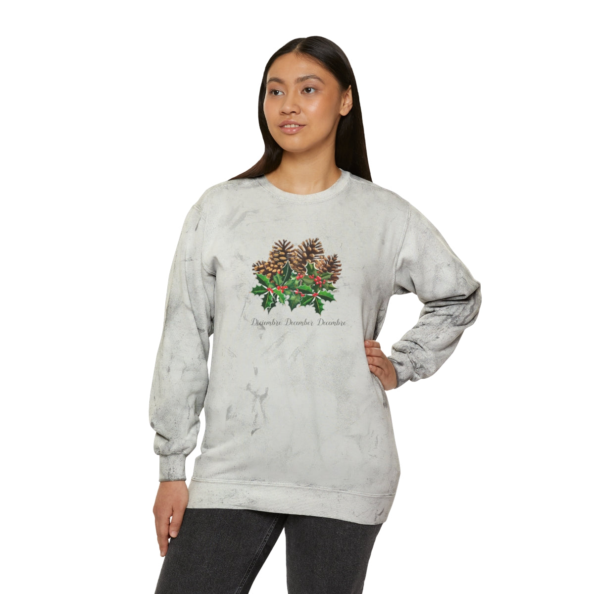 Comfy Cozy Floral Sweatshirt December Birthday Flower Holly