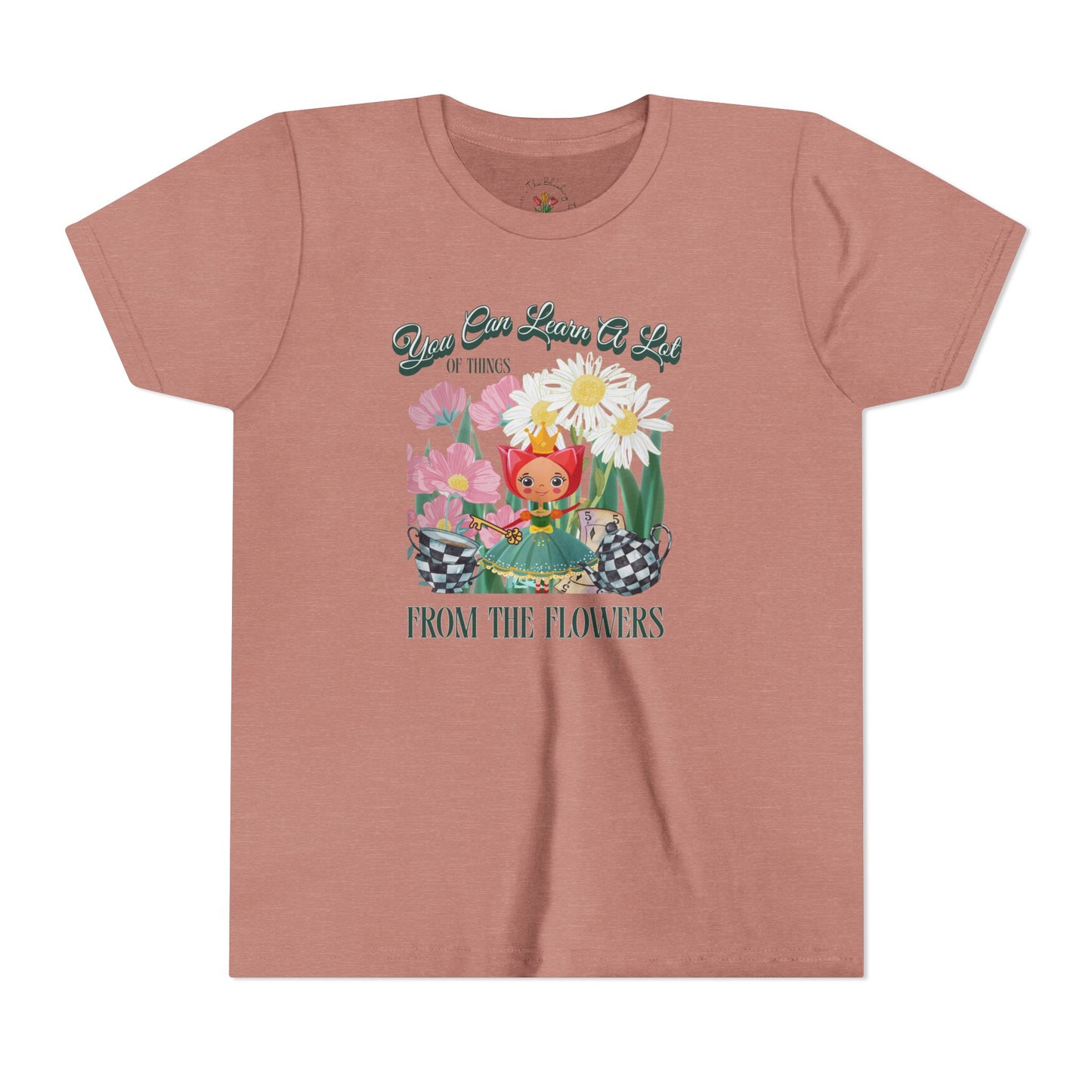 Wonderland Inspired Flower Youth Short Sleeve Tee