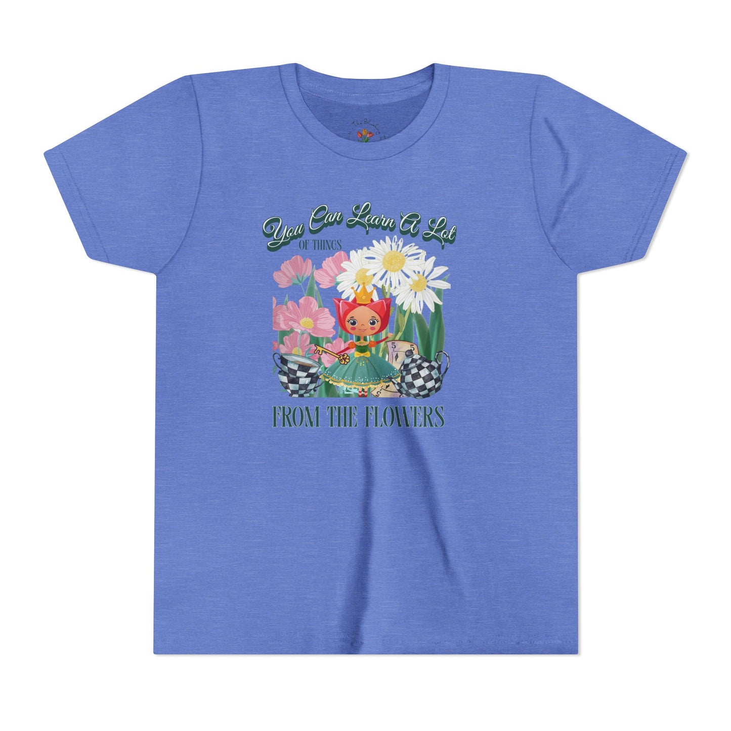 Wonderland Inspired Flower Youth Short Sleeve Tee