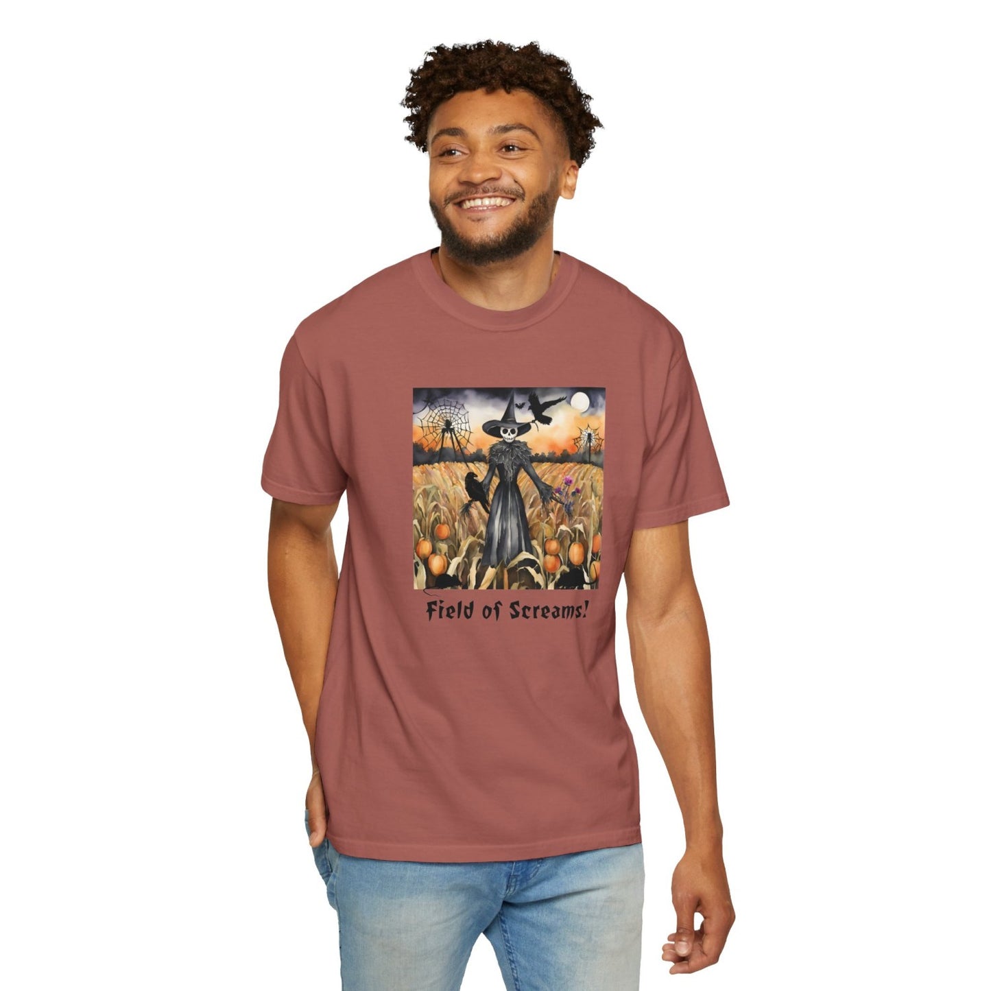 Vintage Inspired Halloween T-Shirt Featuring Scarecrow