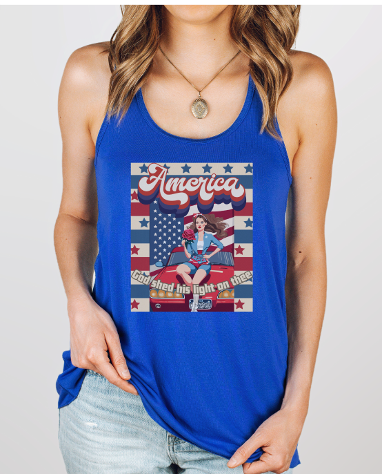 Retro Style Racerback Tank with Patriotic Pinup