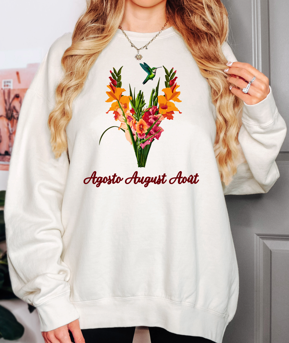 August Inspired Floral Sweatshirt Featuring Gladiolus Flowers