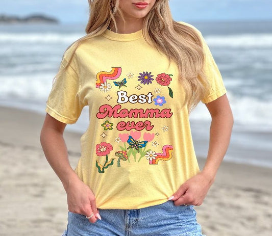 Best Momma Ever Retro Floral Tee