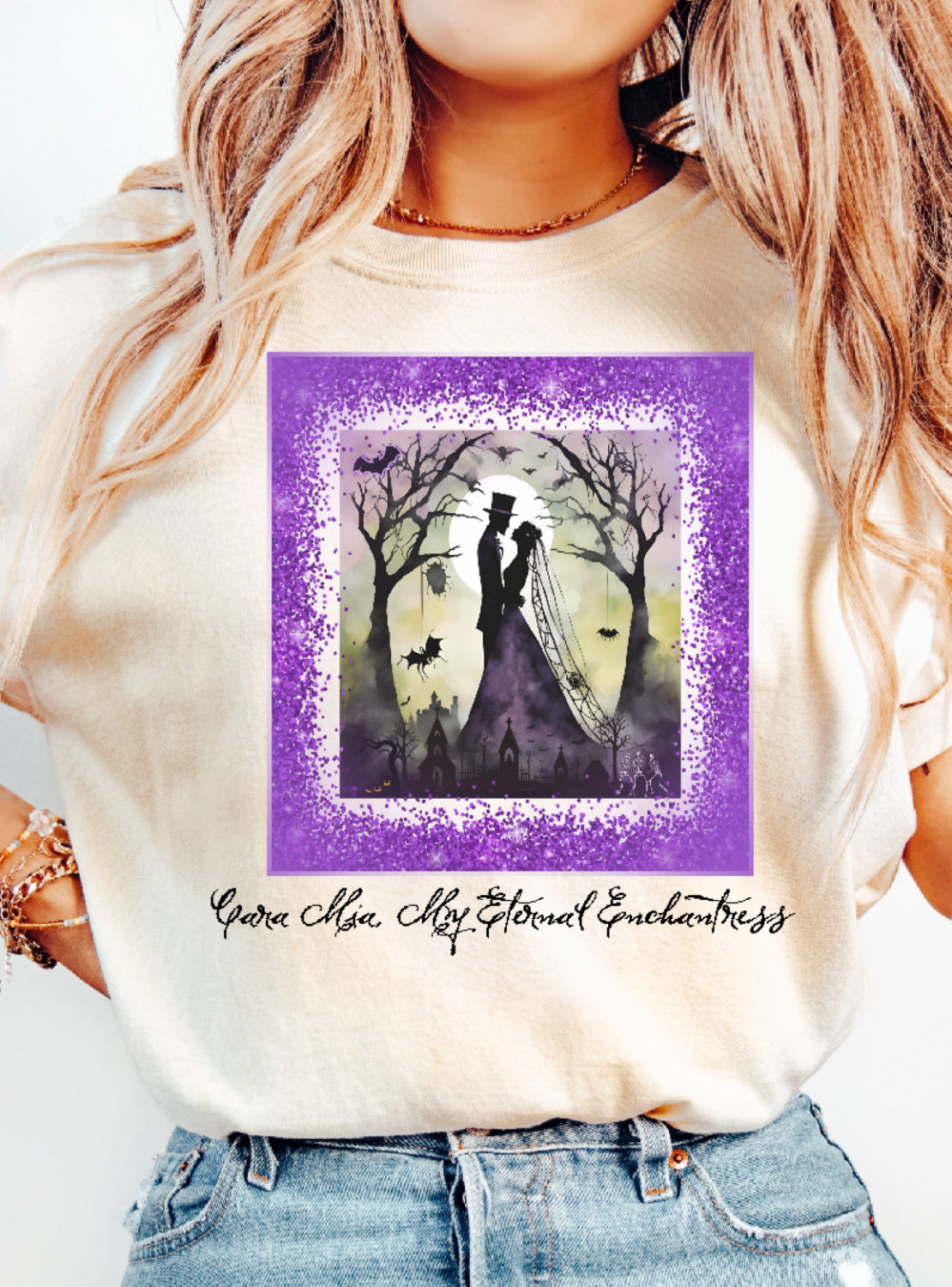 Vintage Inspired Halloween T-Shirt Featuring Frankenstein and His Bride