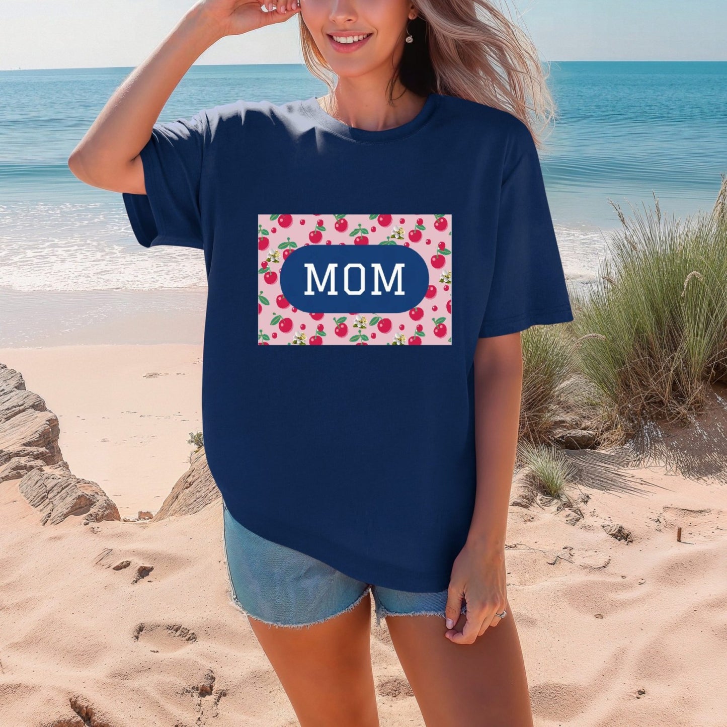 Comfy Cherries Mom Plaque Logo T-Shirt