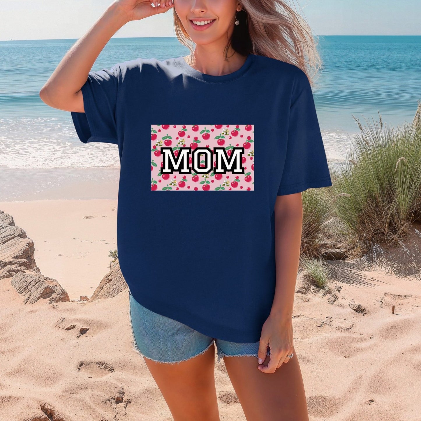 Comfy Cherries Mom Univesity Logo T-shirt