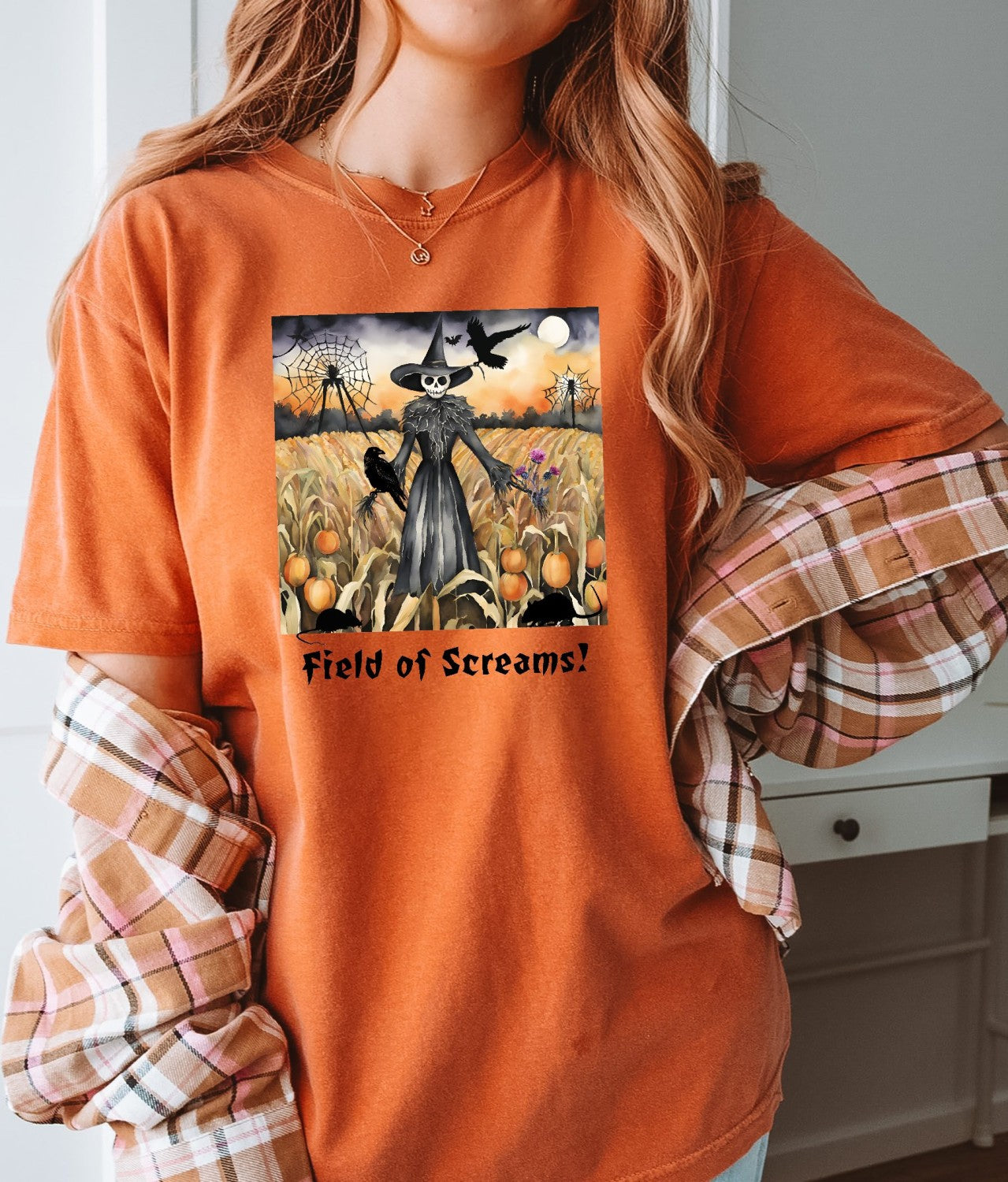 Vintage Inspired Halloween T-Shirt Featuring Scarecrow