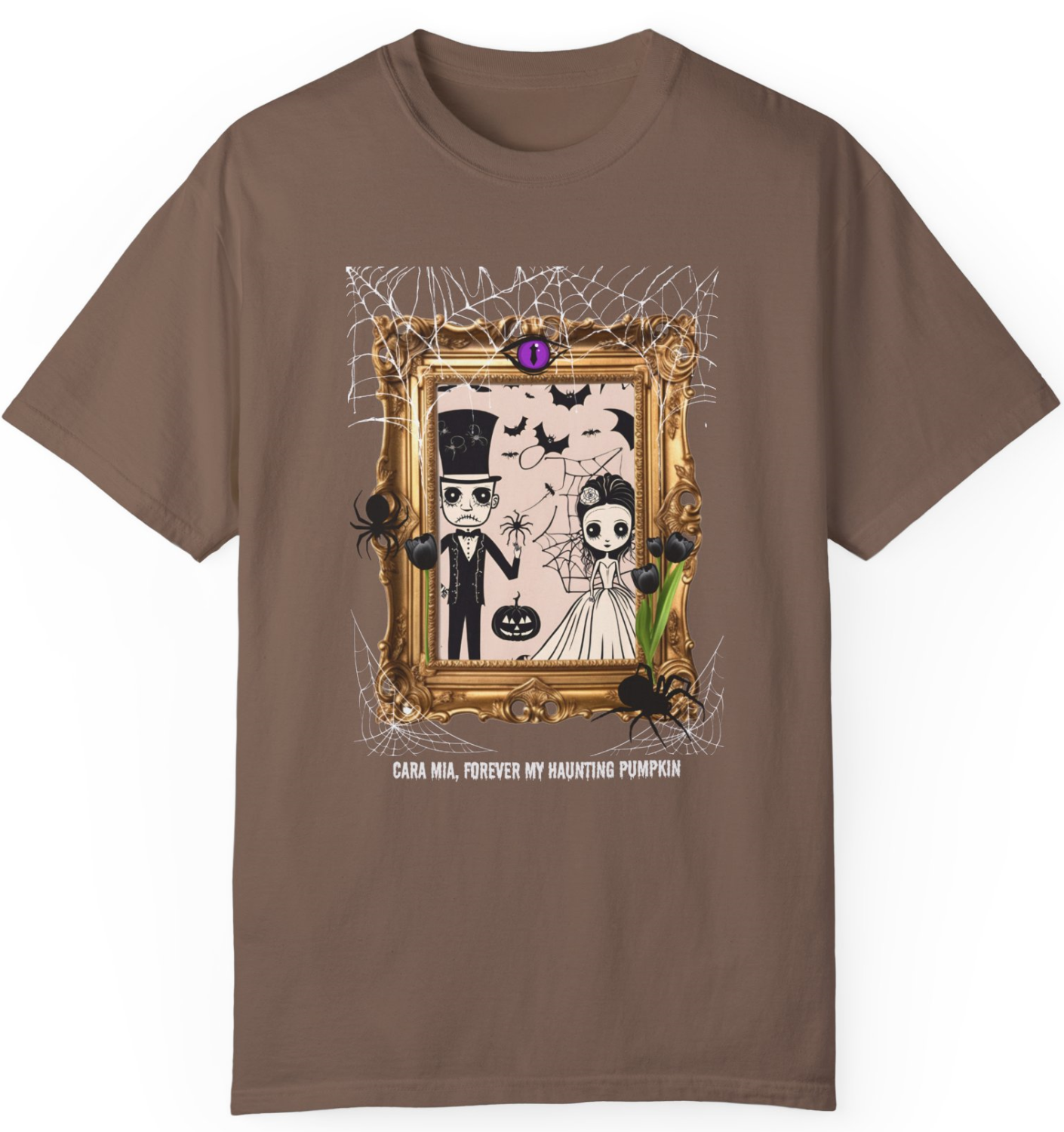 Vintage Inspired Halloween T-Shirt Featuring Frankenstein and His Bride
