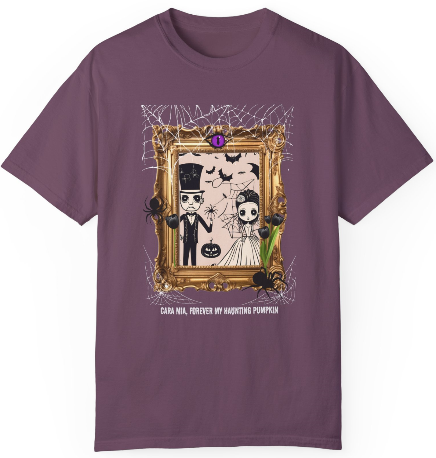 Vintage Inspired Halloween T-Shirt Featuring Frankenstein and His Bride
