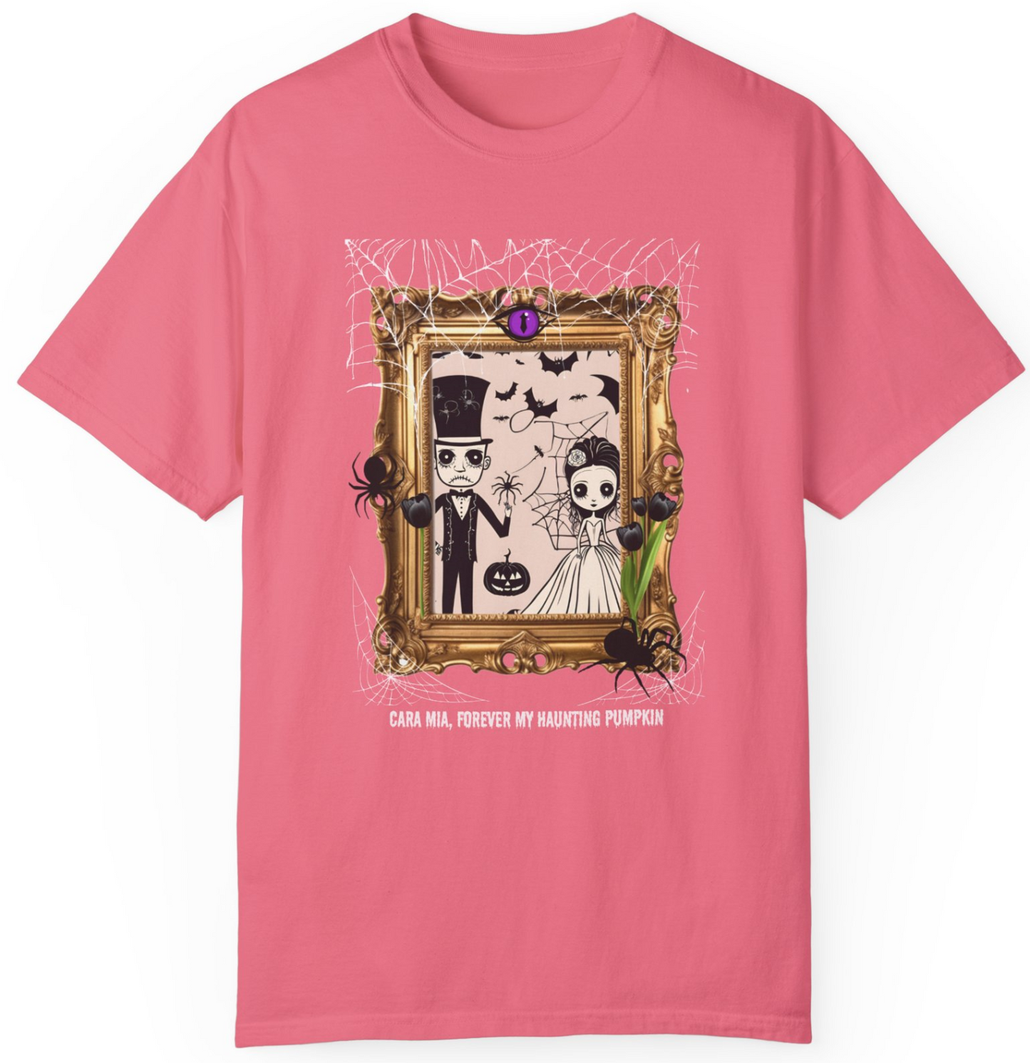 Vintage Inspired Halloween T-Shirt Featuring Frankenstein and His Bride