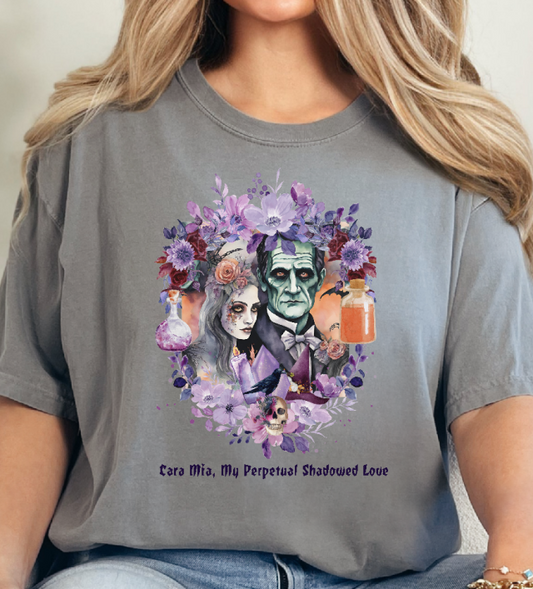 Vintage Inspired Halloween T-Shirt Featuring Frankenstein and His Bride