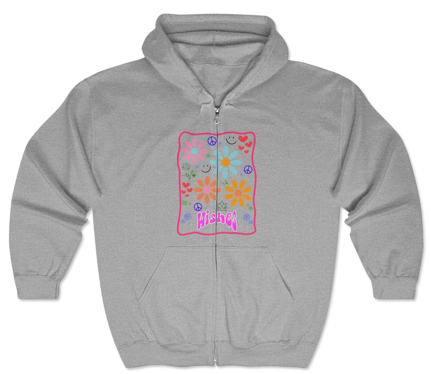 Wishes Collection Heavy Blend™ Full Zip Hooded Sweatshirt (in Grey)