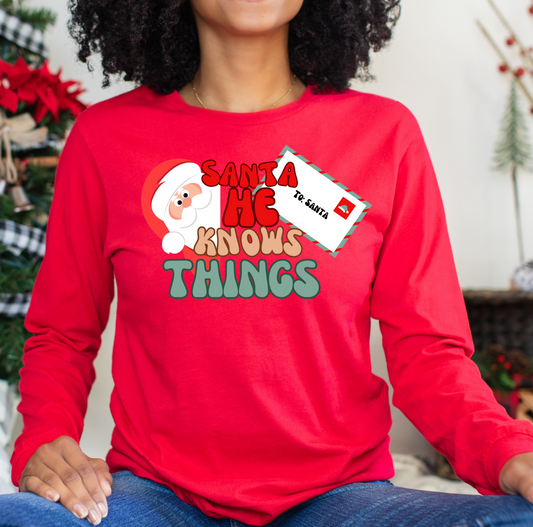 Comfy Long Sleeve Santa Inspired Tee