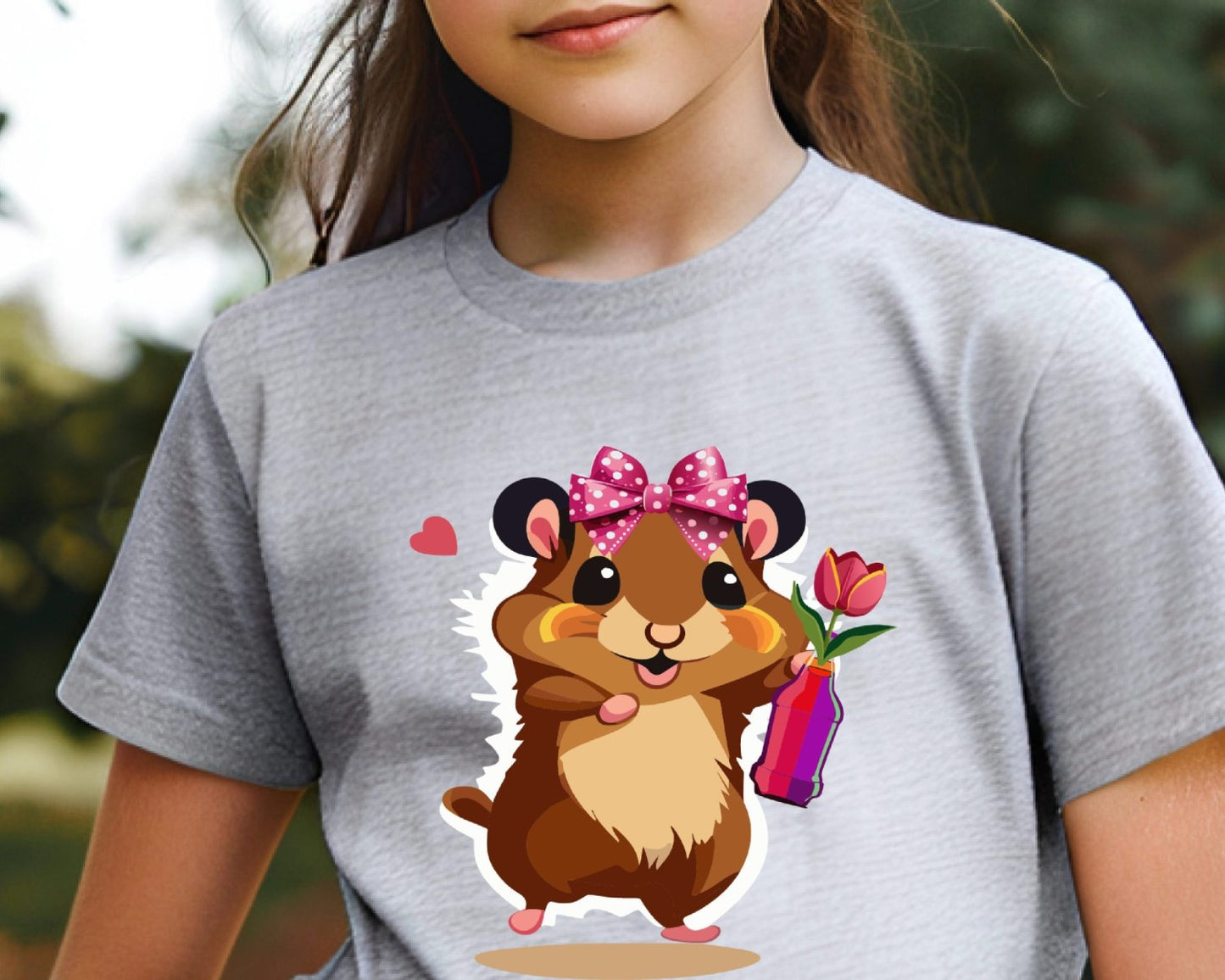 Girl Hammy with Tulip Kids Heavy Cottonâ„¢ Tee
