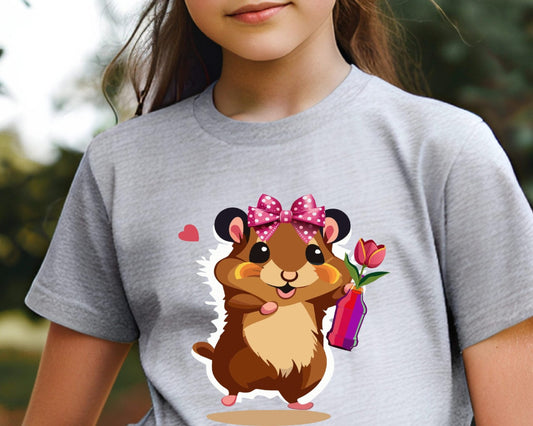 Girl Hammy with Tulip Kids Heavy Cottonâ„¢ Tee