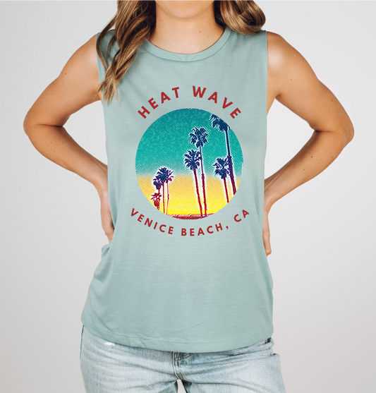 Comfy and Stylish Muscle Tank with Beach Scene