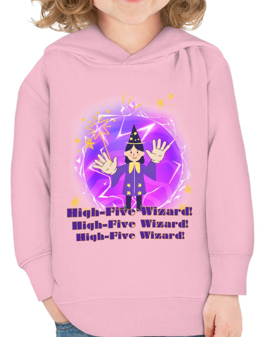 Cozy Toddler Pullover Fleece Hoodie Featuring A High-Five Wizard