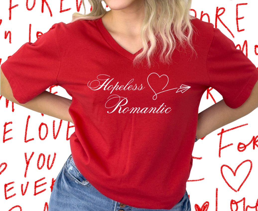Hopeless Romantic Jersey Short Sleeve V-Neck Tee