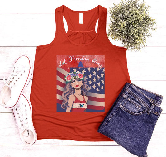Feminine Racerback Tank with Vintage Patriotic Logo