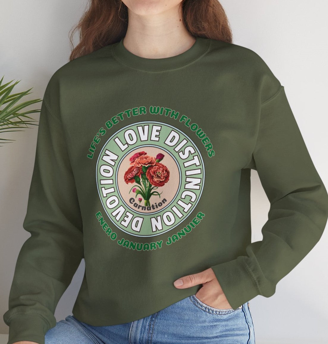 January Carnation Crew Neck Sweatshirt