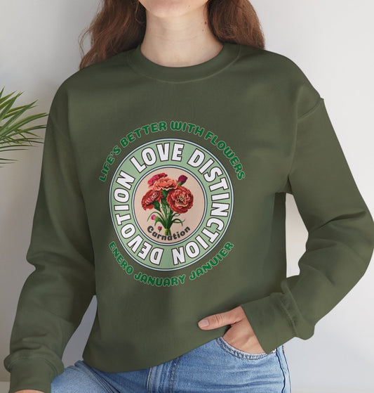 January Carnation Crew Neck Sweatshirt