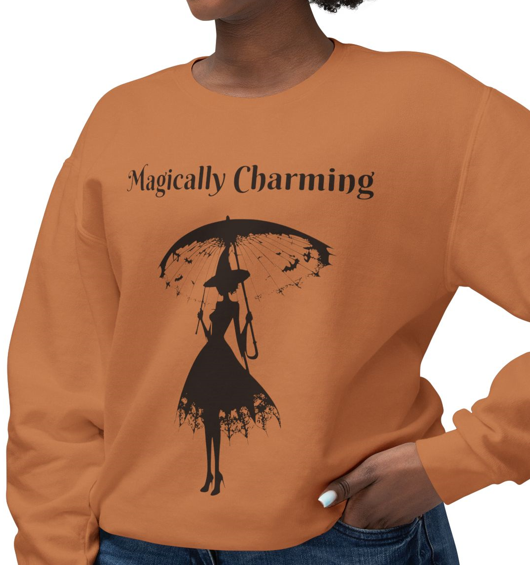 Coquette Inspired Lightweight Crewneck Sweatshirt Featuring Witch