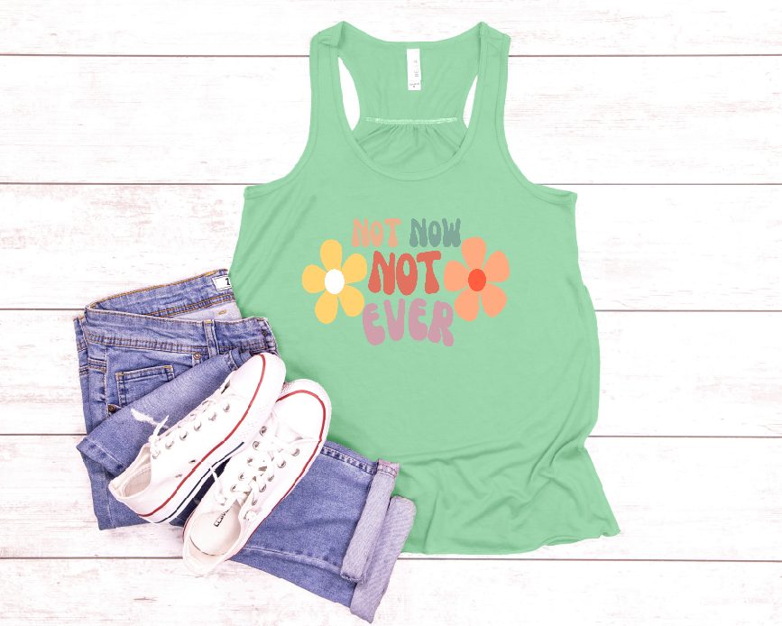 Retro Style Floral Racerback Tank Featuring Smart Phrase