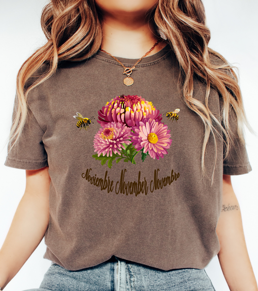 Comfy November Inspired Floral T-Shirt
