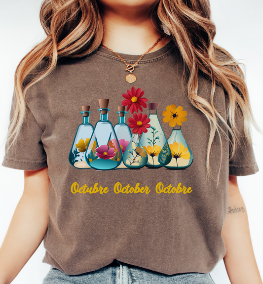 October Inspired Floral T-Shirt Featuring Cosmos