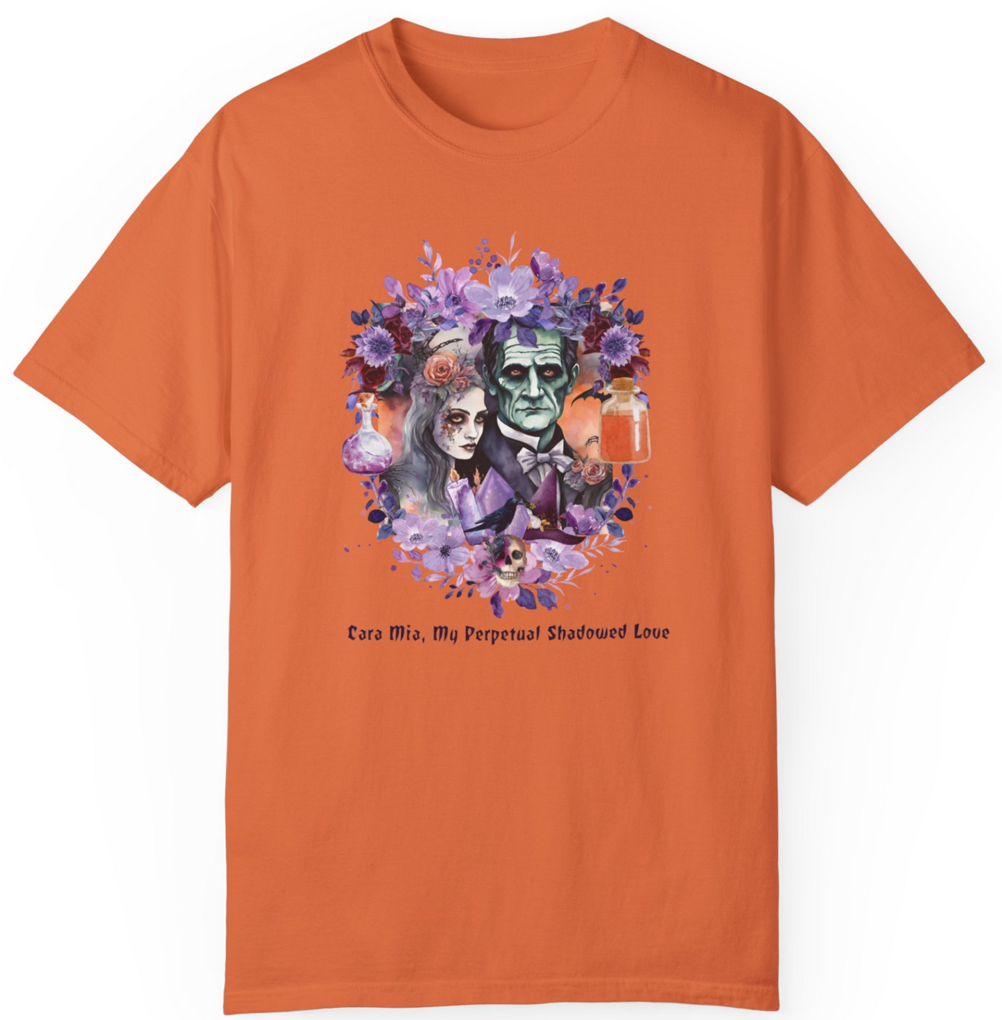 Vintage Inspired Halloween T-Shirt Featuring Frankenstein and His Bride