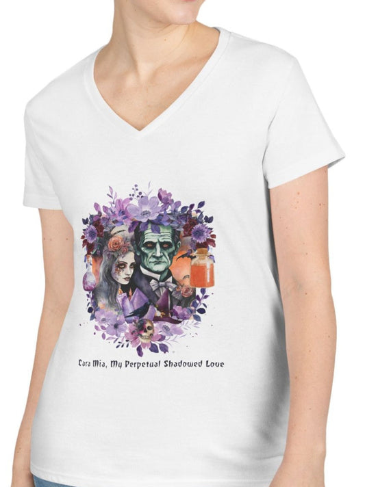 Frankenstein Love V-Neck T-Shirt, Halloween Gift, Gothic Shirt, Vintage Inspired Tee, Horror Fashion