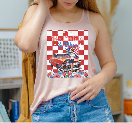 Retro Style Fourth of July Racerback Tank