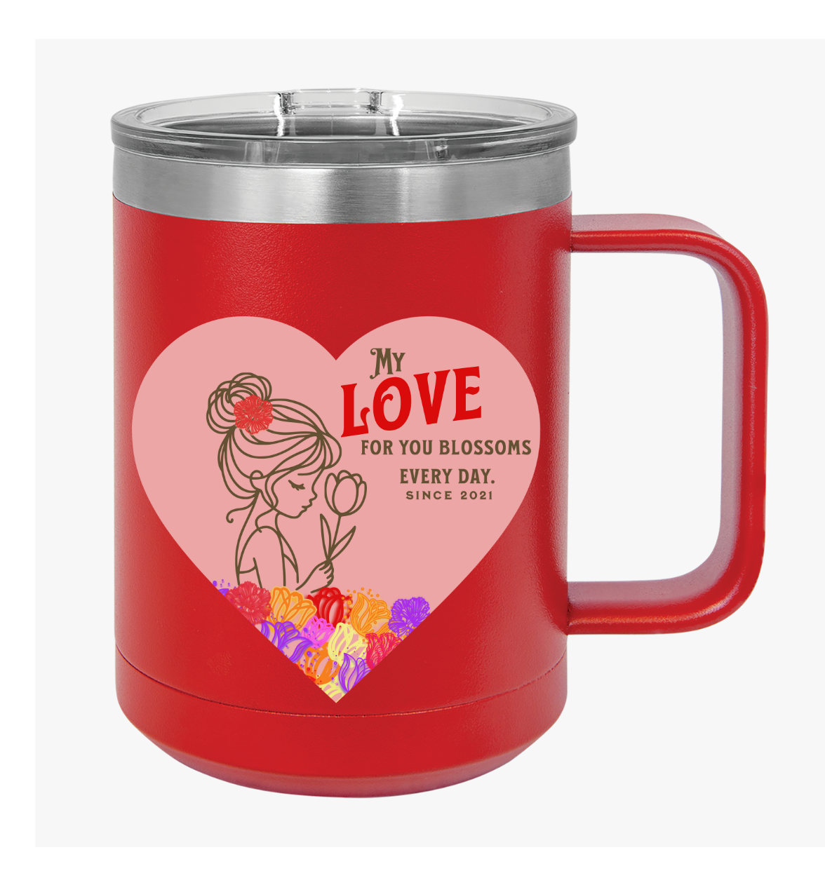 Blossoming Love Mug Tumbler, 15oz