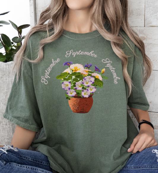 September Inspired Floral T-Shirt Featuring Morning Glories