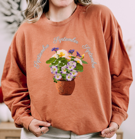 September Inspired Floral Sweatshirt Featuring Morning Glories