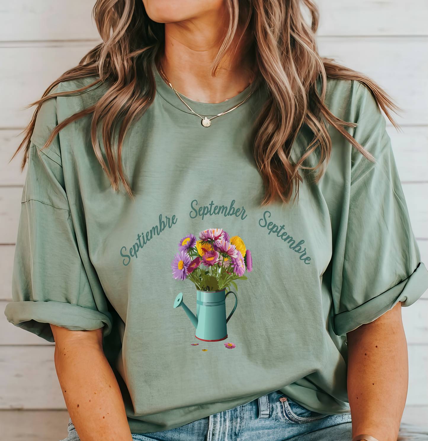 September Inspired Floral T-Shirt Featuring Aster Flowers