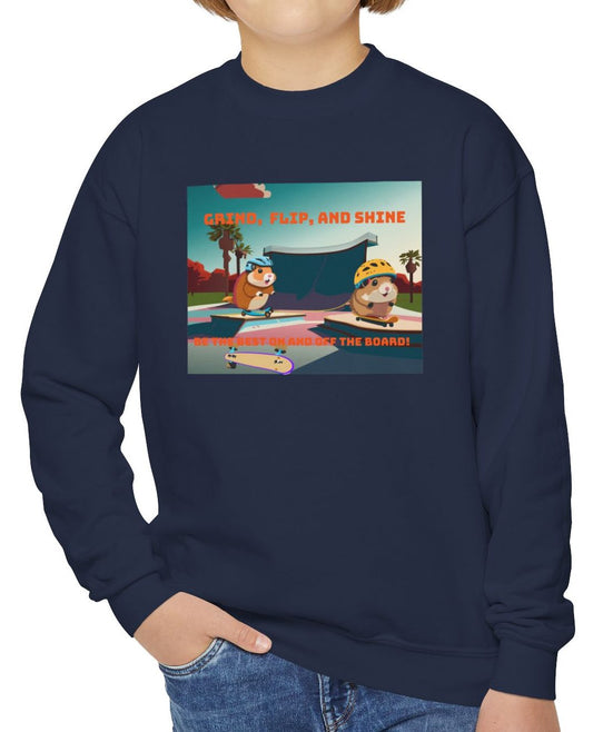 Cozy Youth Crewneck Sweatshirt Featuring Skater Hammies