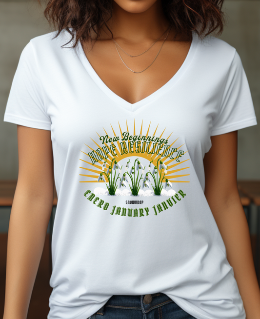 January Snowdrop Jersey Short Sleeve V-Neck Tee