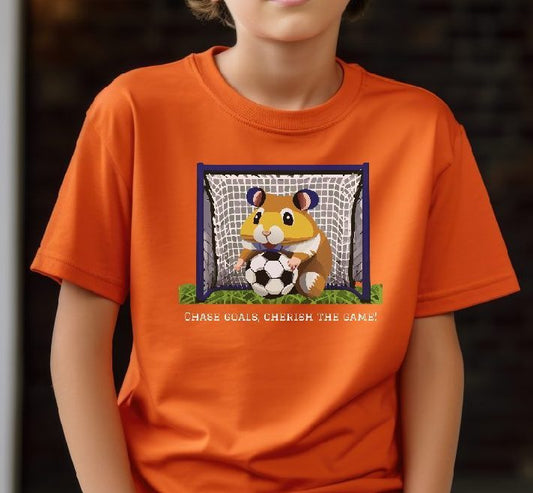 Get ready to score big smiles with our high-quality kids' tee featuring an adorable soccer-playing hamster! This charming shirt is perfect for young athletes who love the game and enjoy a bit of fun.