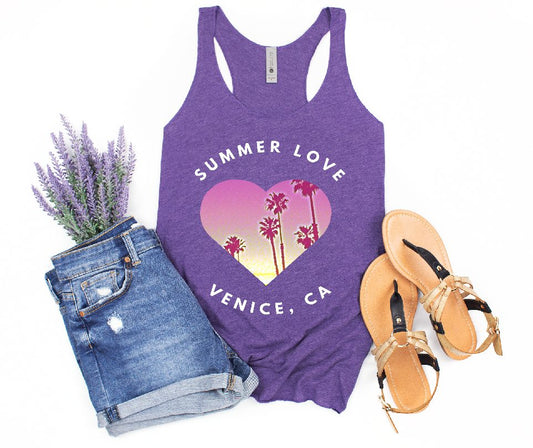 Cool Summer Tank Racerback Style with Beach Scene