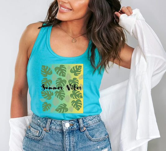 Summer Vibes Ideal Racerback Tank in Tahiti Blue